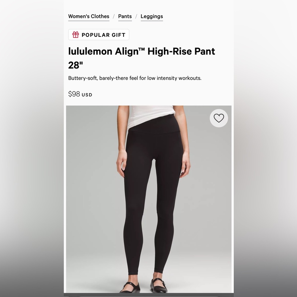 NWT Lululemon HR Align 28”